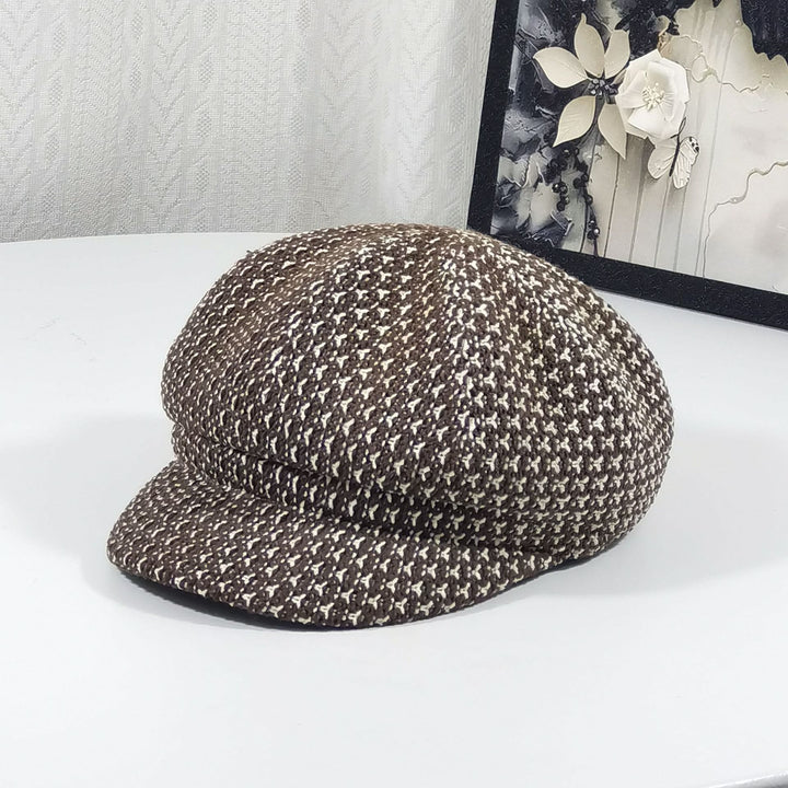 Women's Knitted Pattern Multi-color Beret Hat - Coffee - Adjustable (22 - 23 1/4'') - image 2