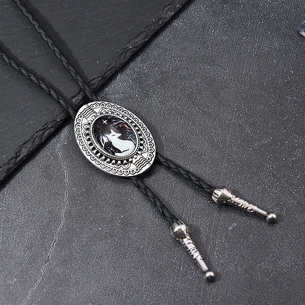 Night Scene Mystic Fox Western Bolo Tie - image 2