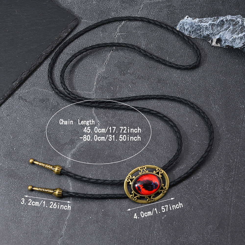 Gothic Raven Pattern Western Pendant Bolo Tie - image 3