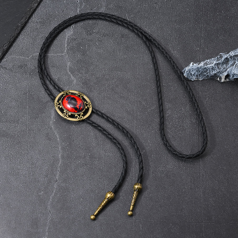 Gothic Raven Pattern Western Pendant Bolo Tie - image 2