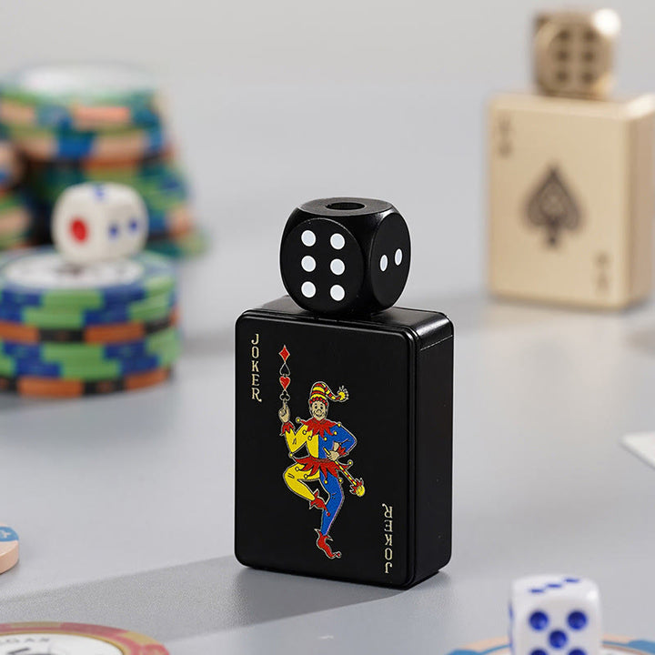 Rotating Dice PokerShape Refillable Butane Lighter - Black Joker - image 12