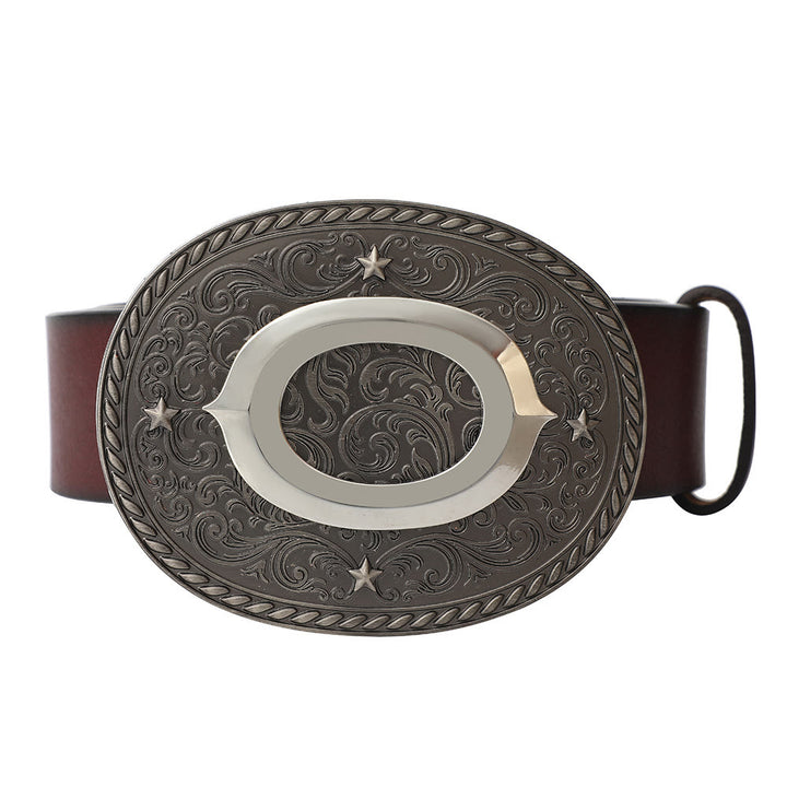 Men's Timeless DIY Initial Letter Silver Buckle Leather Belt - O - Without Belt - image 16