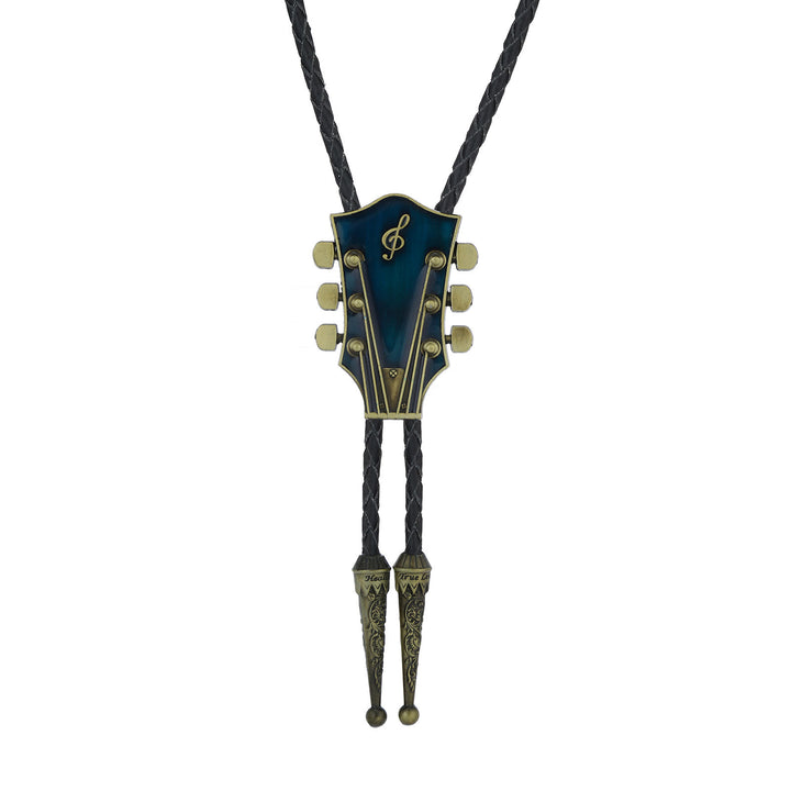 Guitar Shape Retro Metal Frame Bolo Tie - image 3