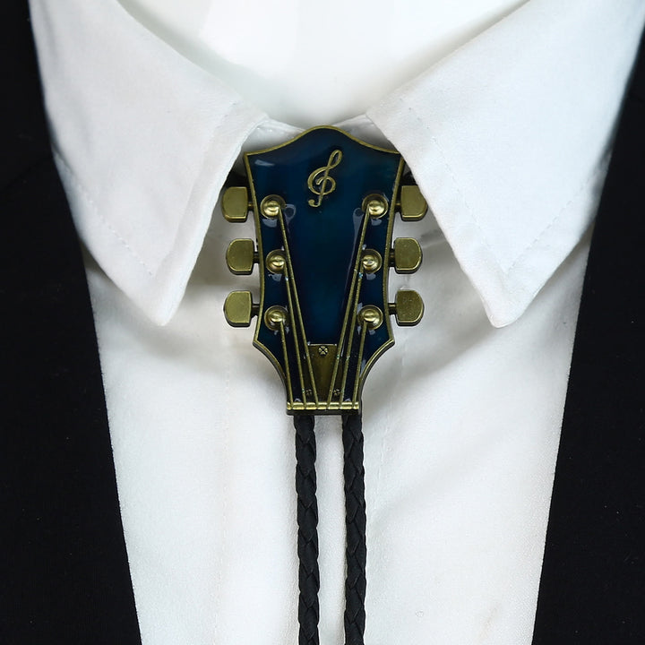 Guitar Shape Retro Metal Frame Bolo Tie - image 2