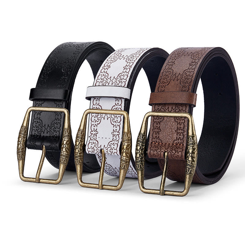 Men's Retro Pattern Decorative Buckle Leather Belt - image 5