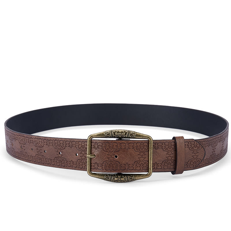 Men's Retro Pattern Decorative Buckle Leather Belt - image 1