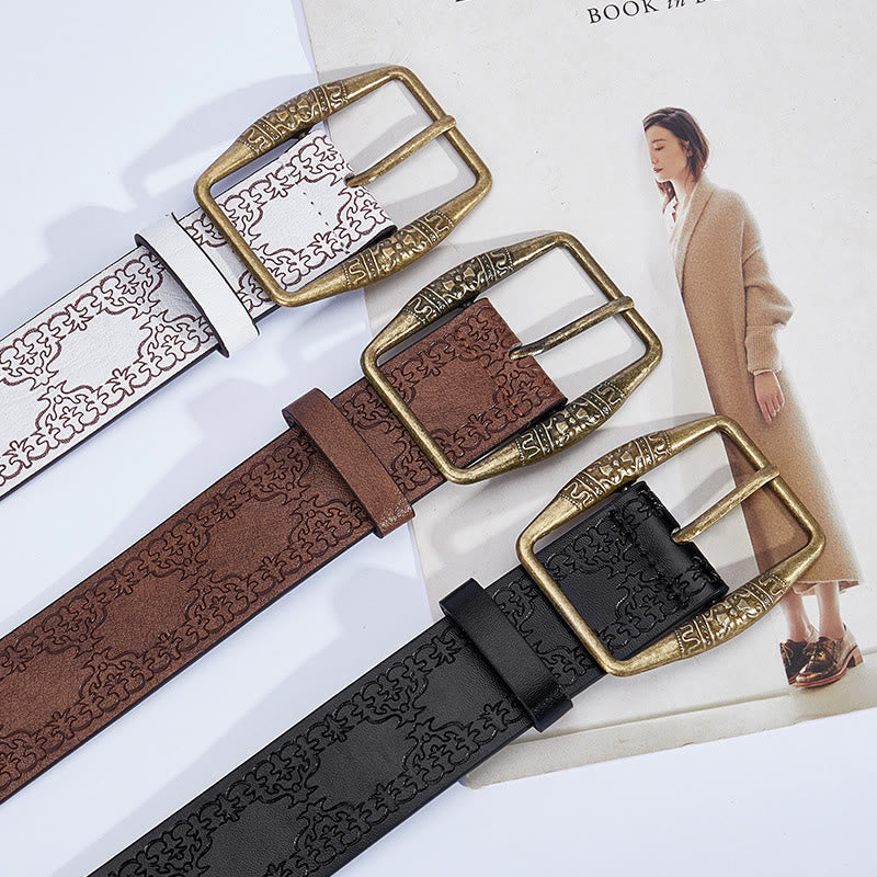 Men's Retro Pattern Decorative Buckle Leather Belt - image 6