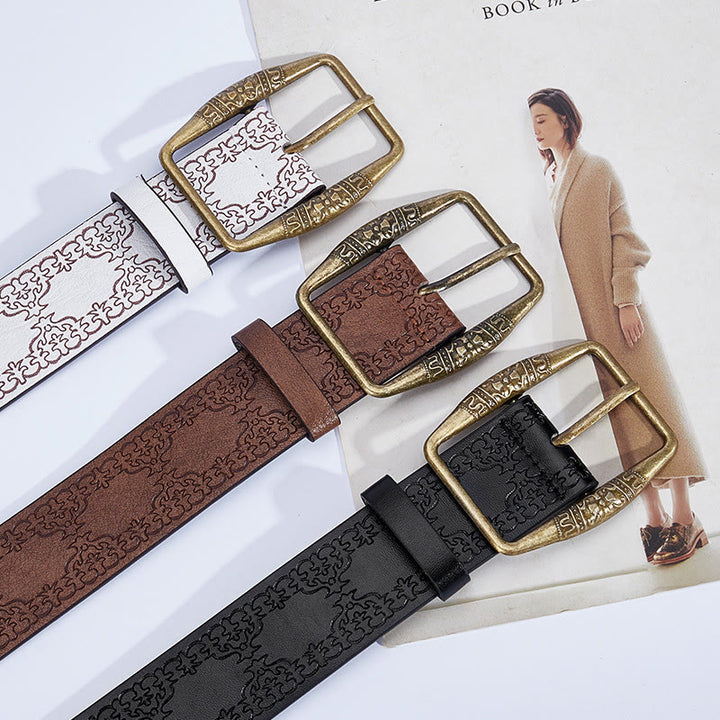 Men's Retro Pattern Decorative Buckle Leather Belt - image 6