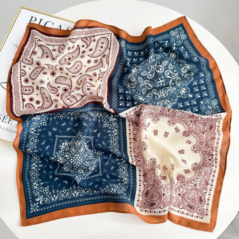 Retro Contrasting Cashew Patterned Pocket Square With Flower Buckle - Style #1 - image 2