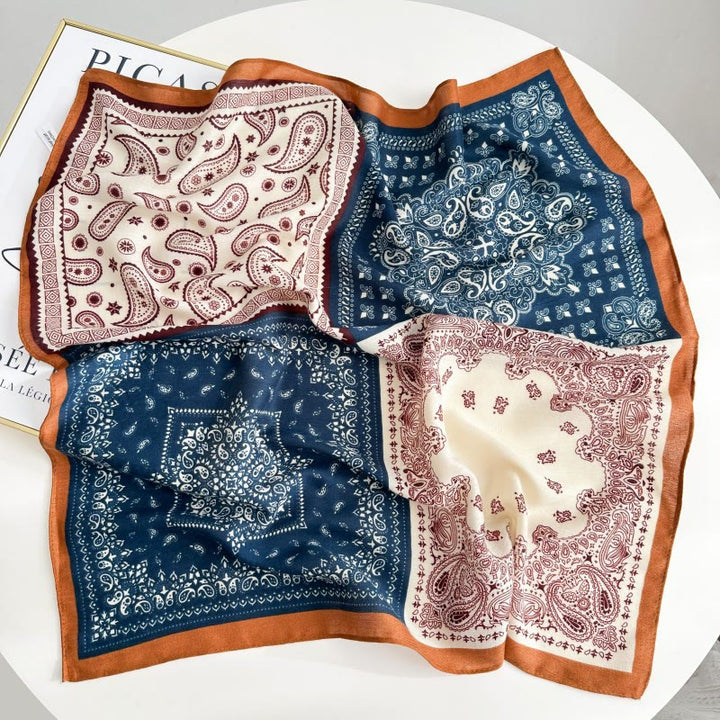 Retro Contrasting Cashew Patterned Pocket Square With Flower Buckle - Style #1 - image 2