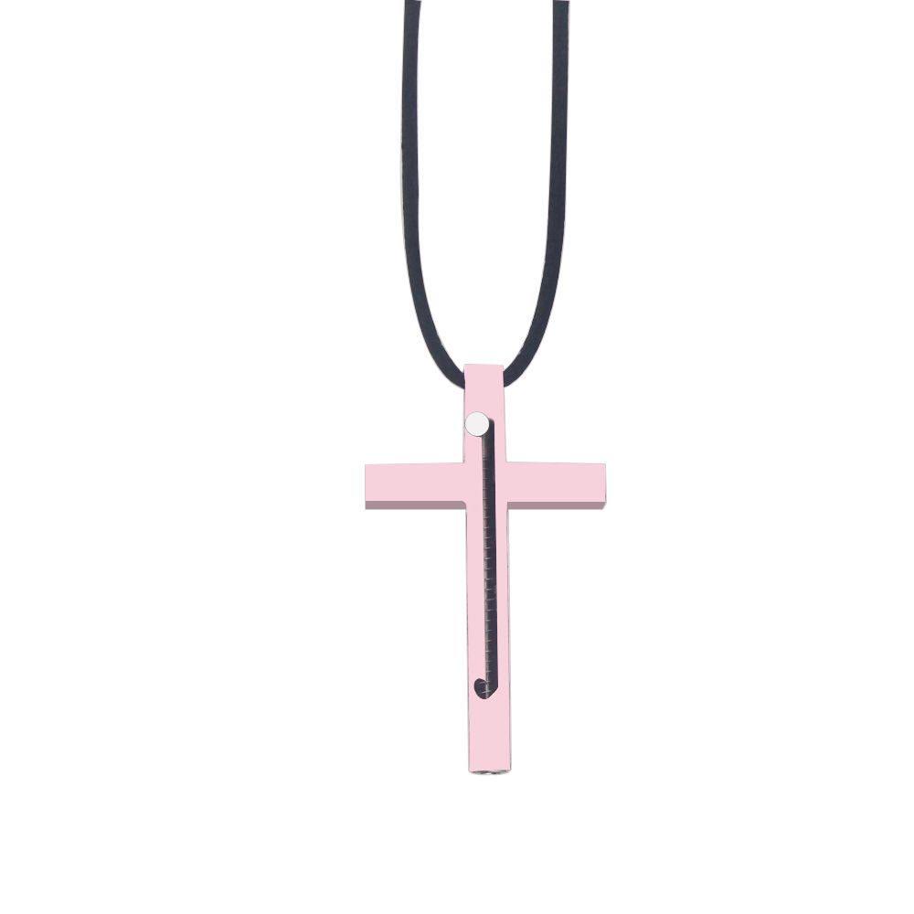 Portable Gadget Needle Cross Pendant Necklace - Pink - image 2