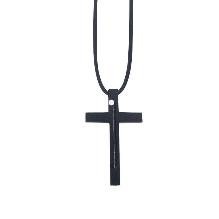Portable Gadget Needle Cross Pendant Necklace - Black - image 4