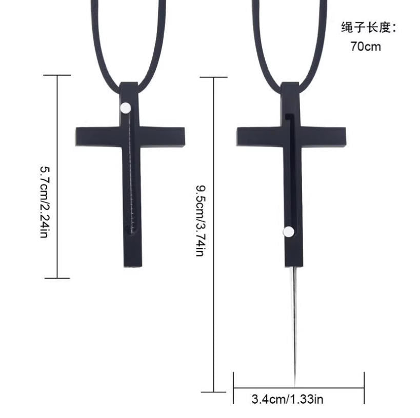 Portable Gadget Needle Cross Pendant Necklace - image 5