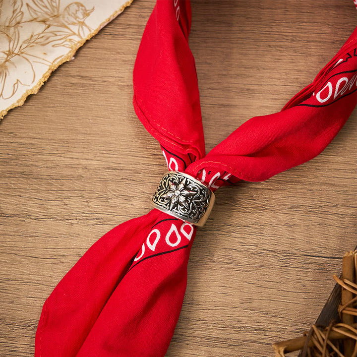 Vintage Paisley Cashew Printed Pocket Square With Silver Star Buckle - Style #3 - image 3