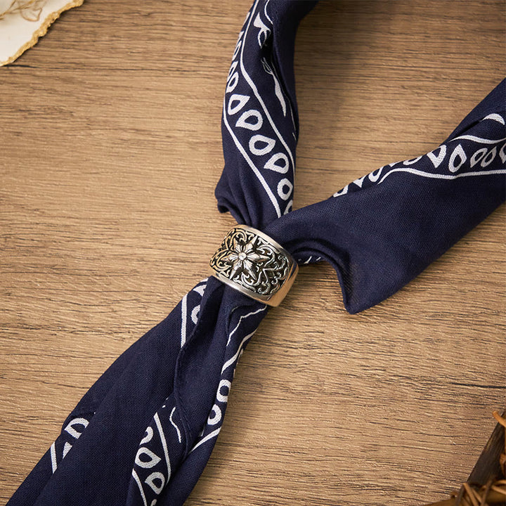 Vintage Paisley Cashew Printed Pocket Square With Silver Star Buckle - Style #1 - image 0