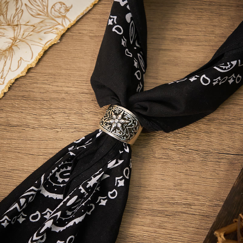 Vintage Paisley Cashew Printed Pocket Square With Silver Star Buckle - Style #2 - image 2