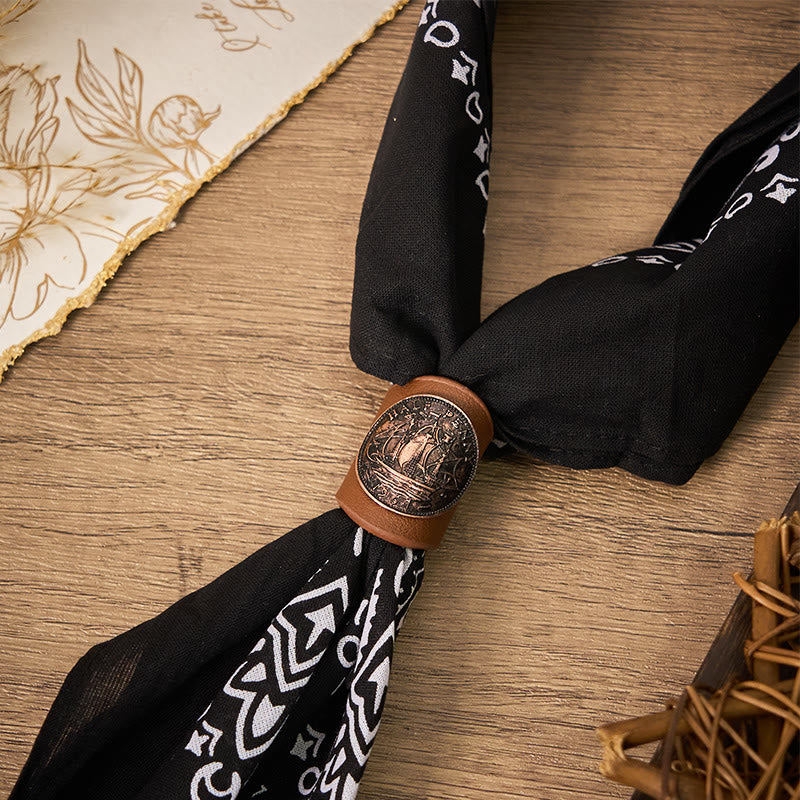 Paisley Cashew Print Pocket Square Brown Sailboat Buckle - Style #2 - image 2