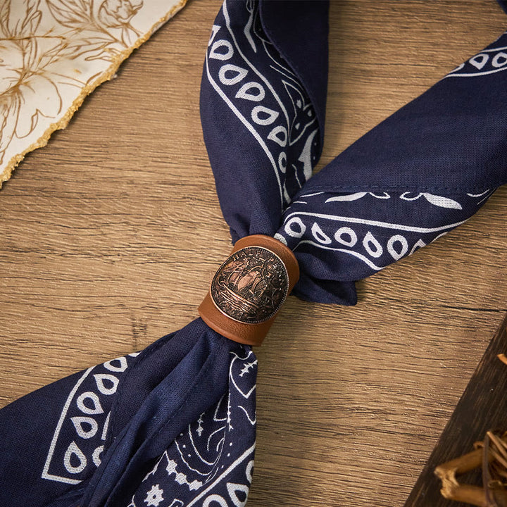 Paisley Cashew Print Pocket Square Brown Sailboat Buckle - Style #1 - image 0