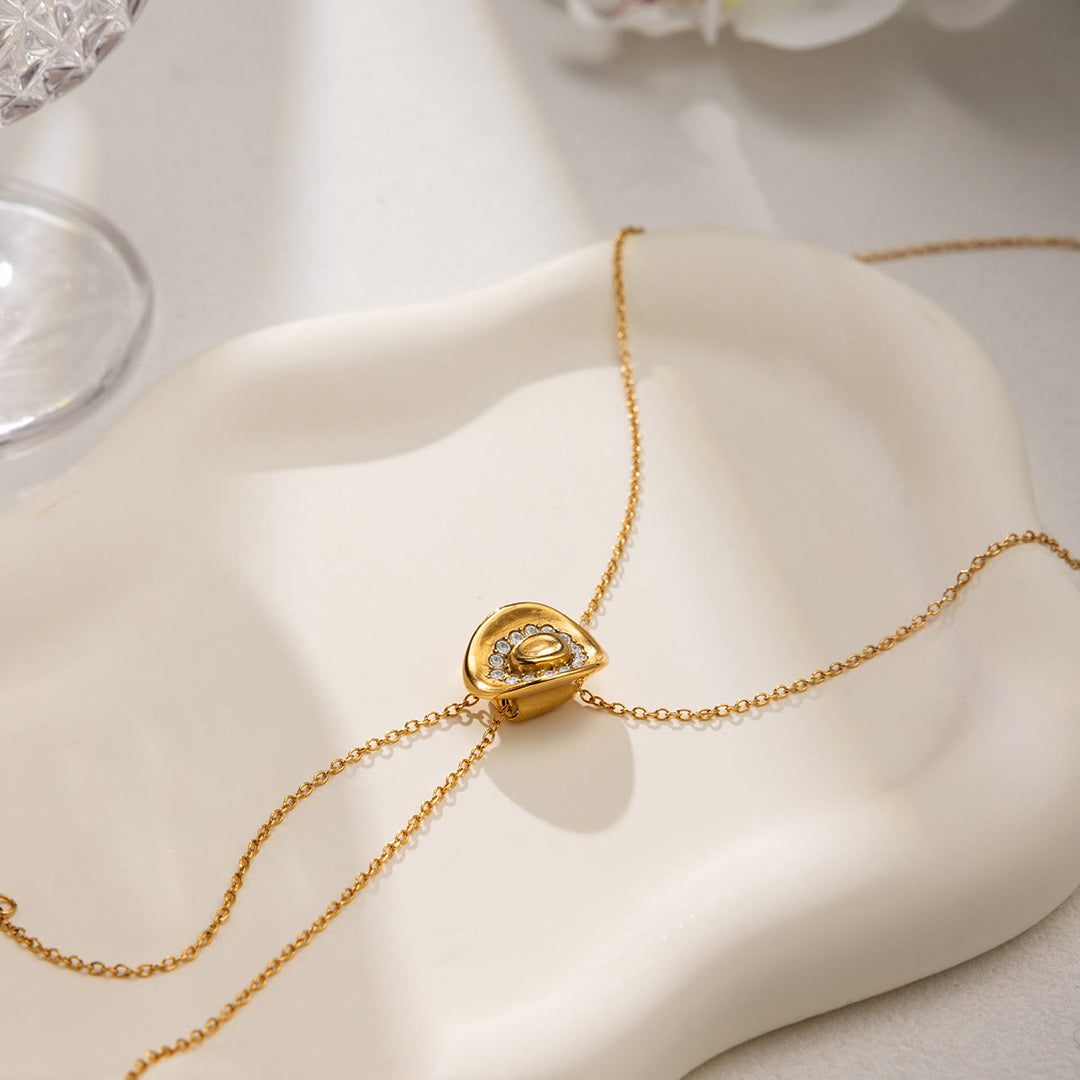 Shine Rhinestone Western Cowboy Hat-Shape Necklace - image 5