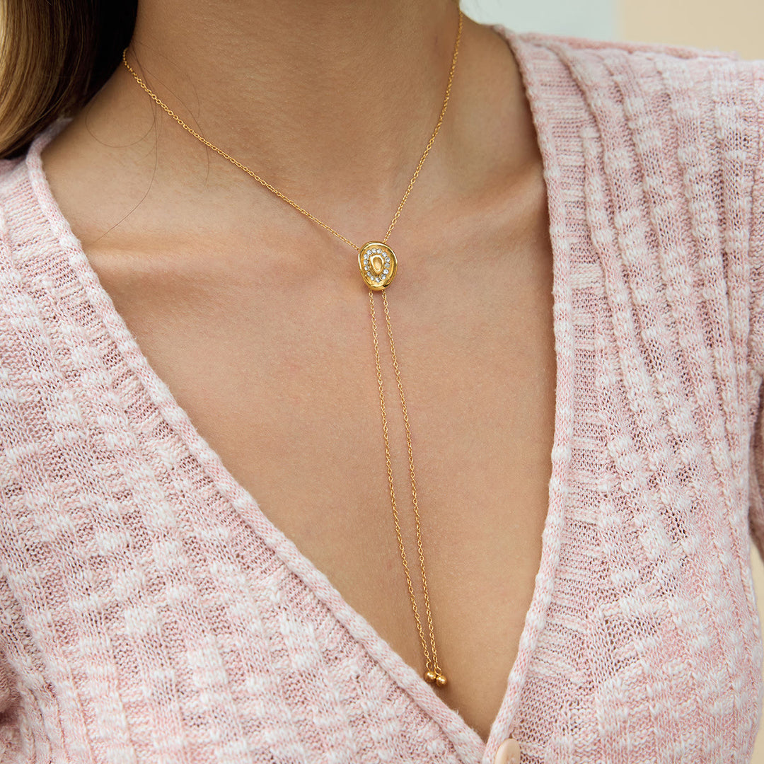 Shine Rhinestone Western Cowboy Hat-Shape Necklace - Gold - image 0