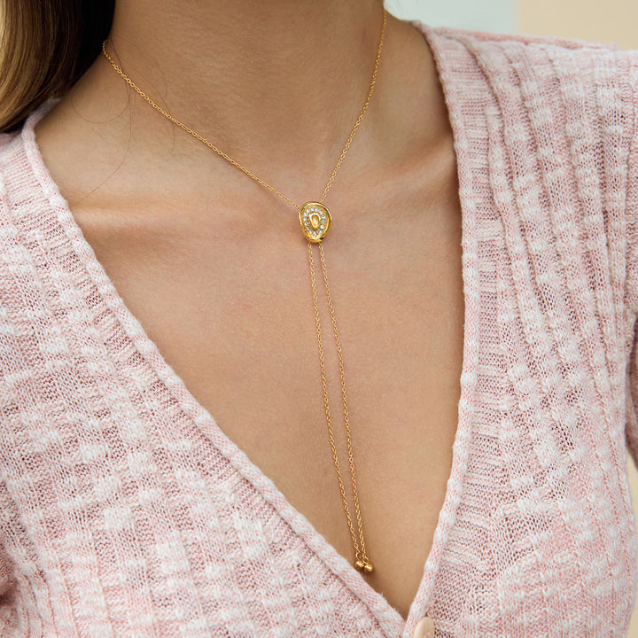 Shine Rhinestone Western Cowboy Hat-Shape Necklace - Gold - image 0