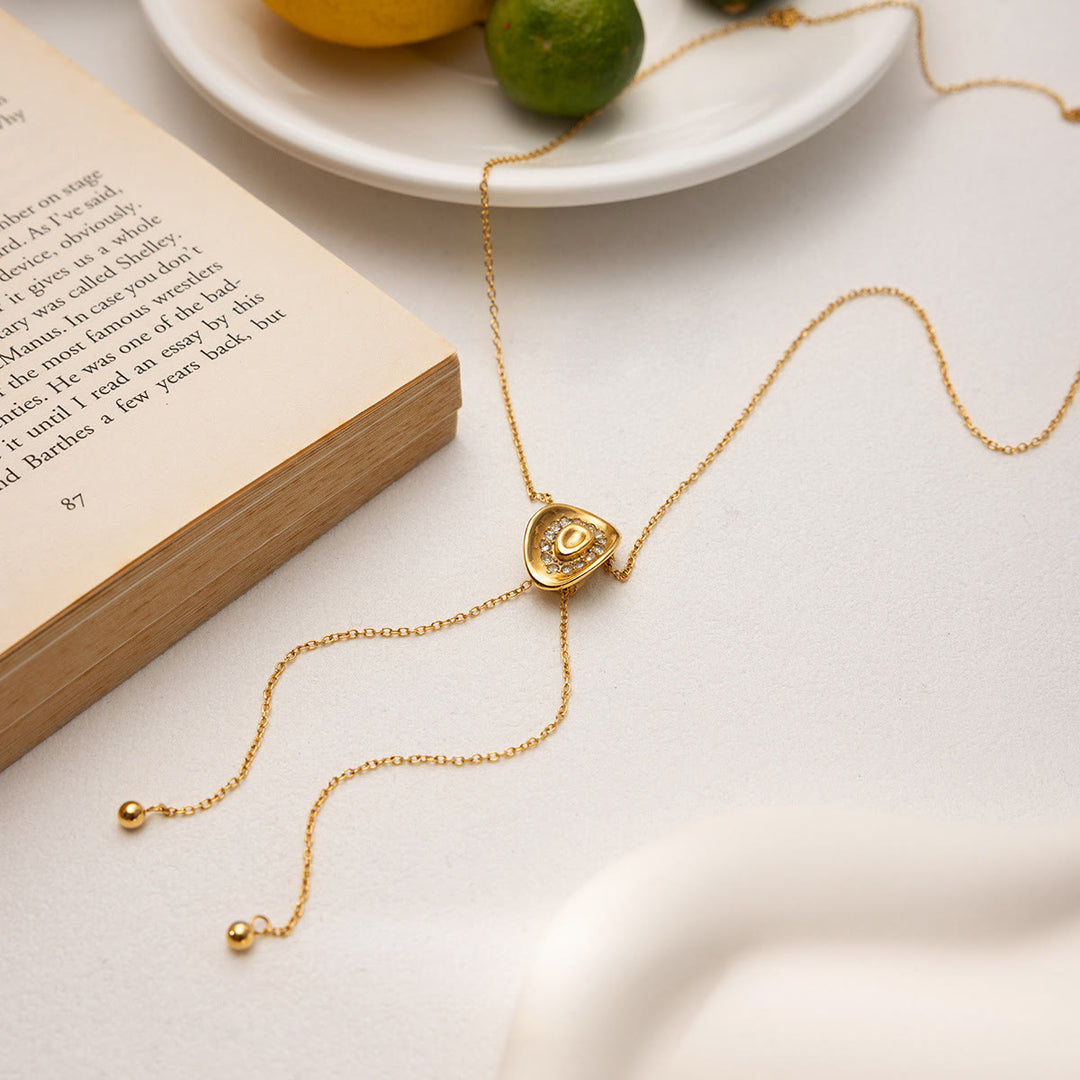 Shine Rhinestone Western Cowboy Hat-Shape Necklace - image 1