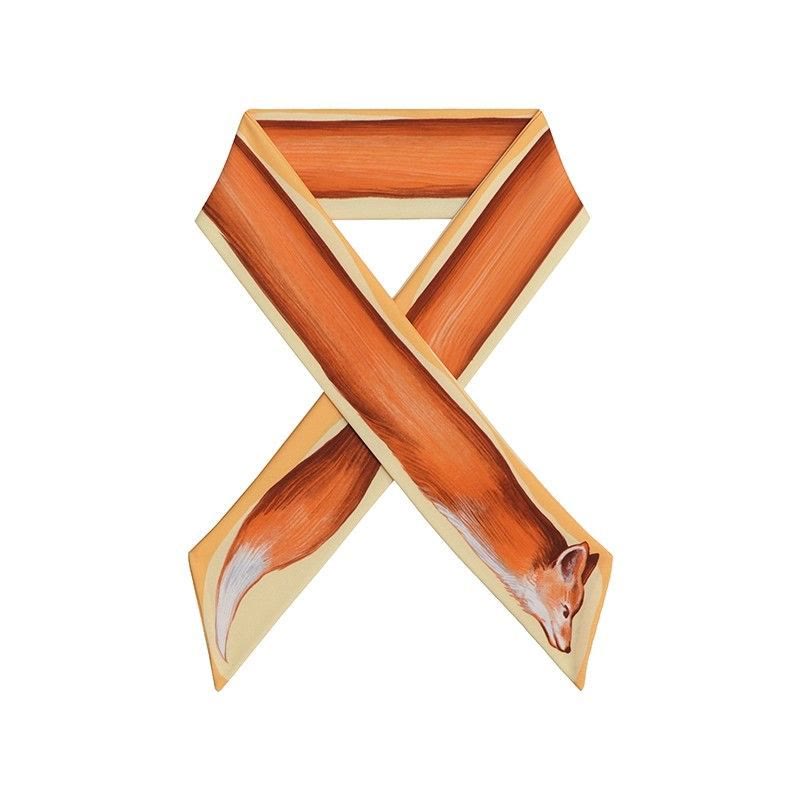 Fox Oil Painting Style Print Narrow Skinny Cravat - image 3