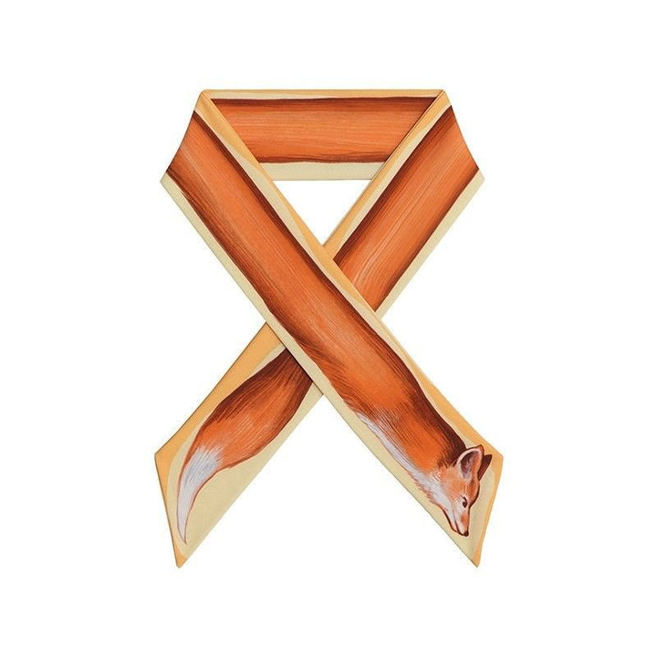 Fox Oil Painting Style Print Narrow Skinny Cravat - image 3