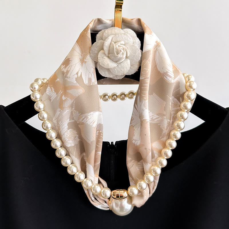 Women's Magnetic Clasp Artificial Pearl Necklace Scarf - image 1