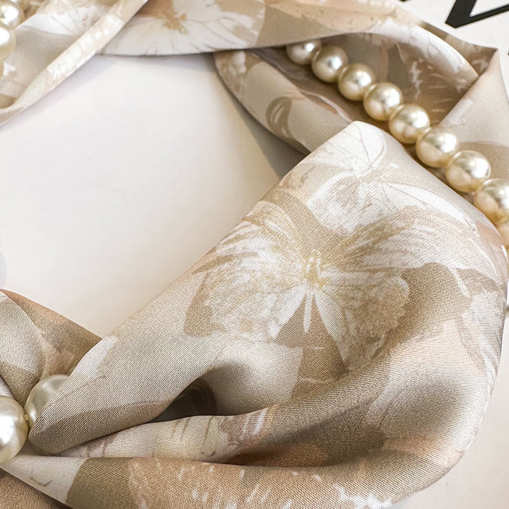 Women's Magnetic Clasp Artificial Pearl Necklace Scarf - image 4