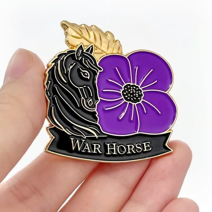 Honour War Horse Purple Poppy Enamel Brooch - Purple - image 0