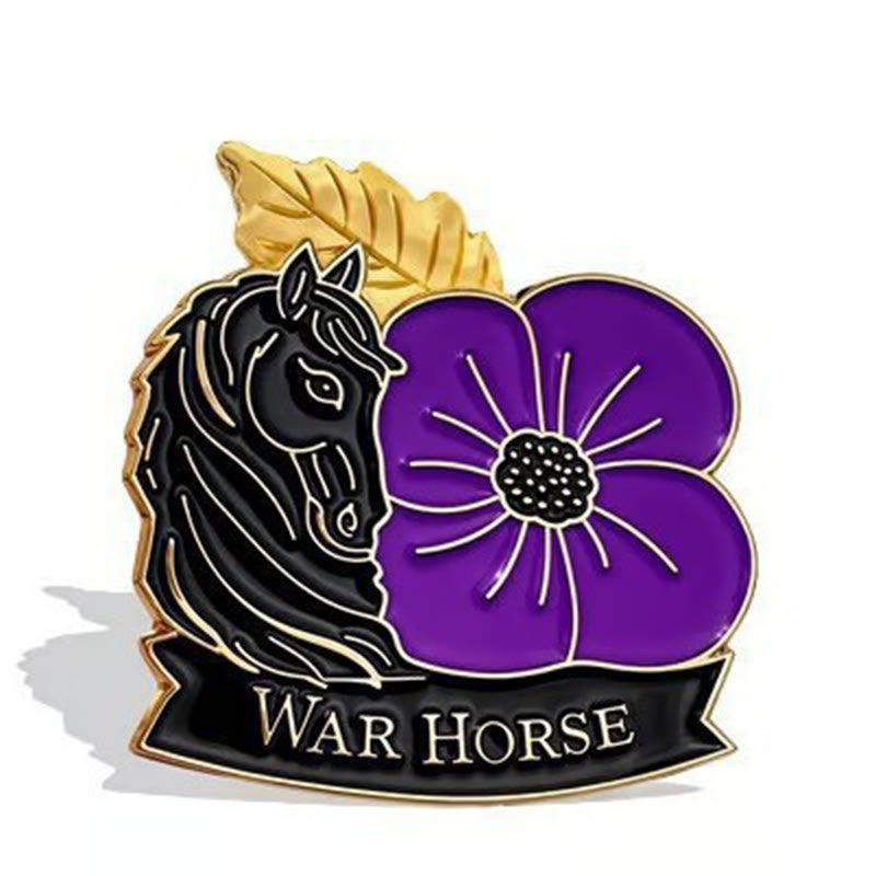 Honour War Horse Purple Poppy Enamel Brooch - image 2