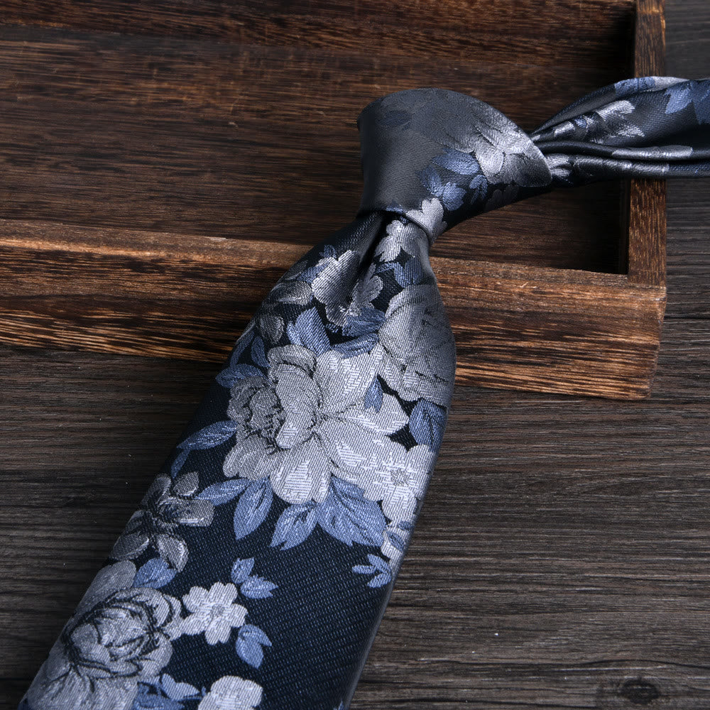 Men's Floral Jacquard Textured Formal Necktie - Style #10 - image 10