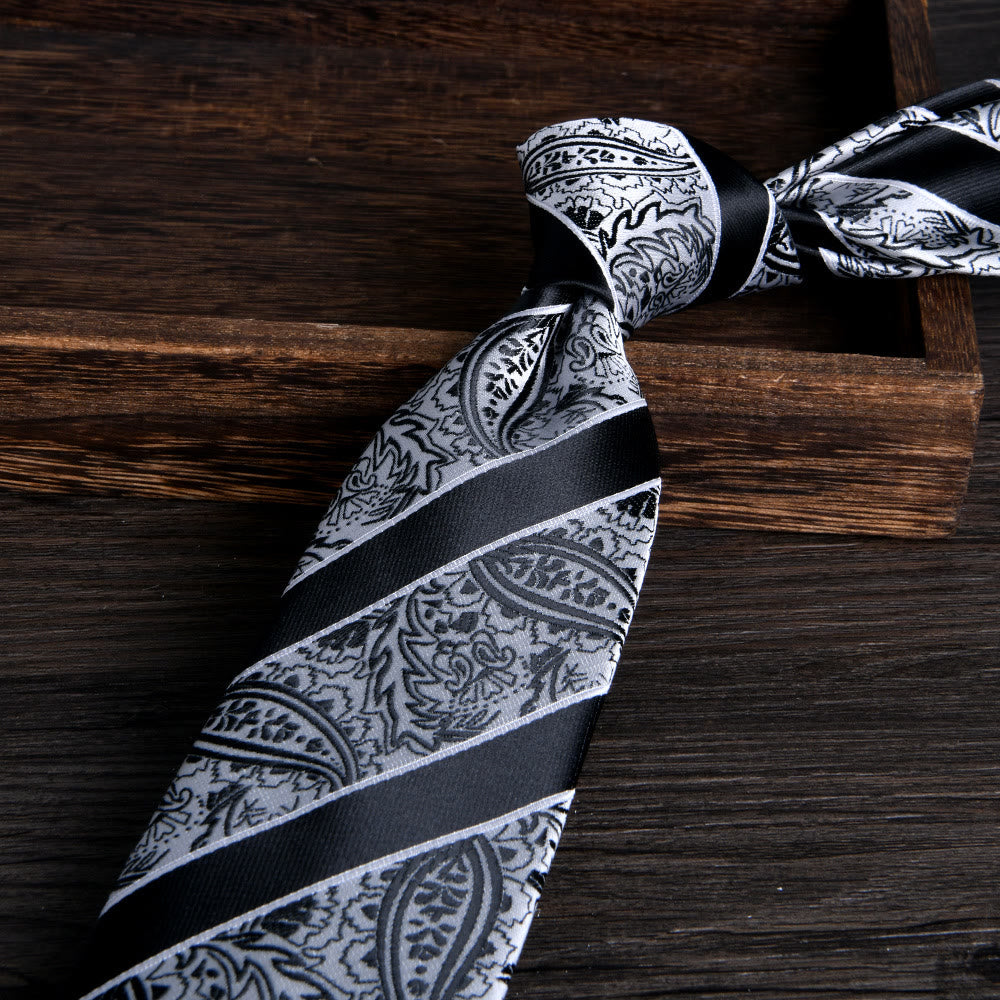 Men's Floral Jacquard Textured Formal Necktie - Style #16 - image 16