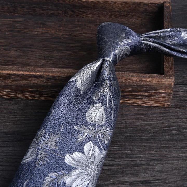 Men's Floral Jacquard Textured Formal Necktie - Style #7 - image 7