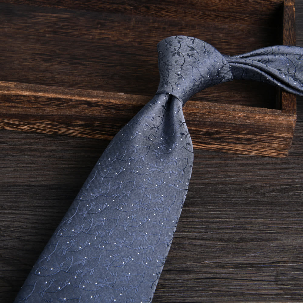 Men's Floral Jacquard Textured Formal Necktie - Style #6 - image 6