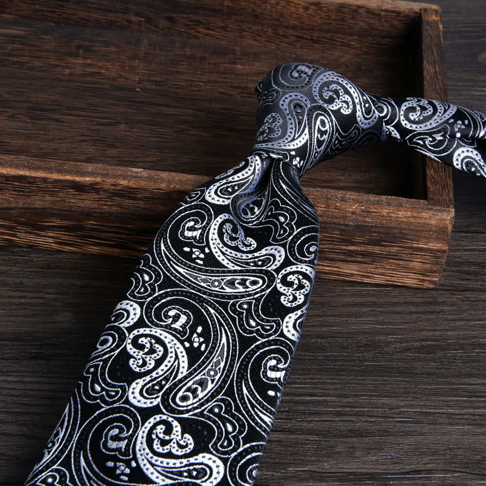 Men's Floral Jacquard Textured Formal Necktie - Style #15 - image 15