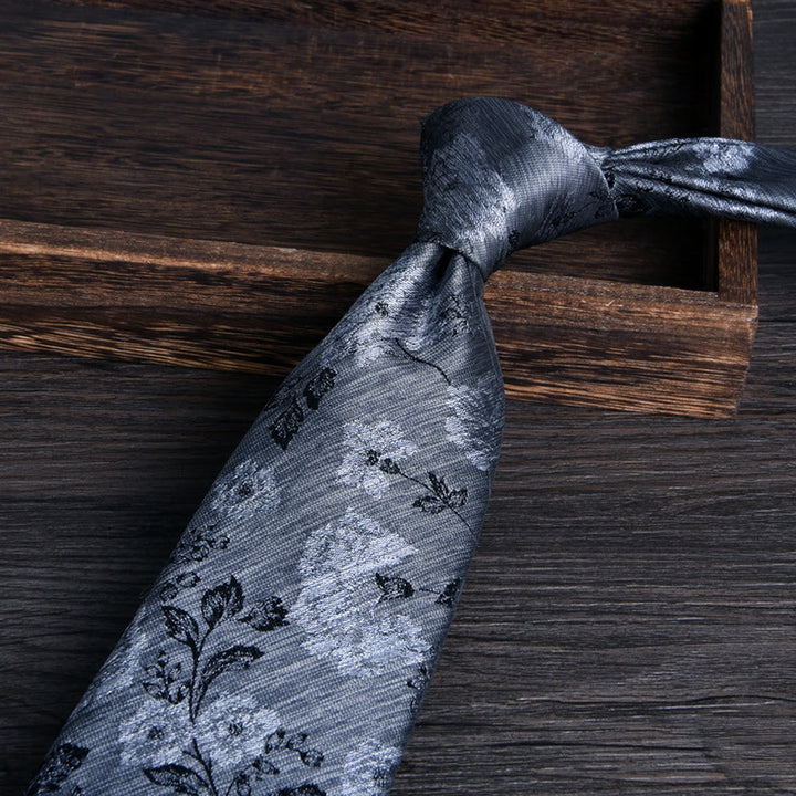 Men's Floral Jacquard Textured Formal Necktie - Style #4 - image 4