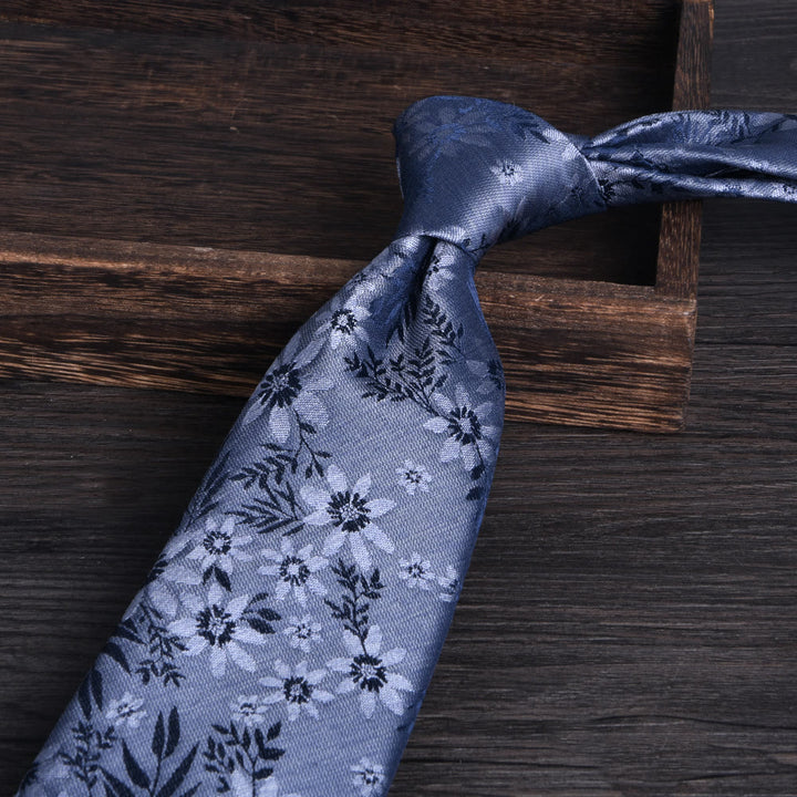 Men's Floral Jacquard Textured Formal Necktie - Style #9 - image 9