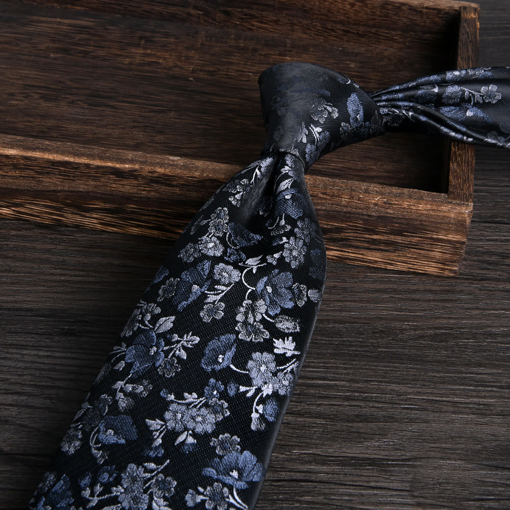 Men's Floral Jacquard Textured Formal Necktie - Style #8 - image 8