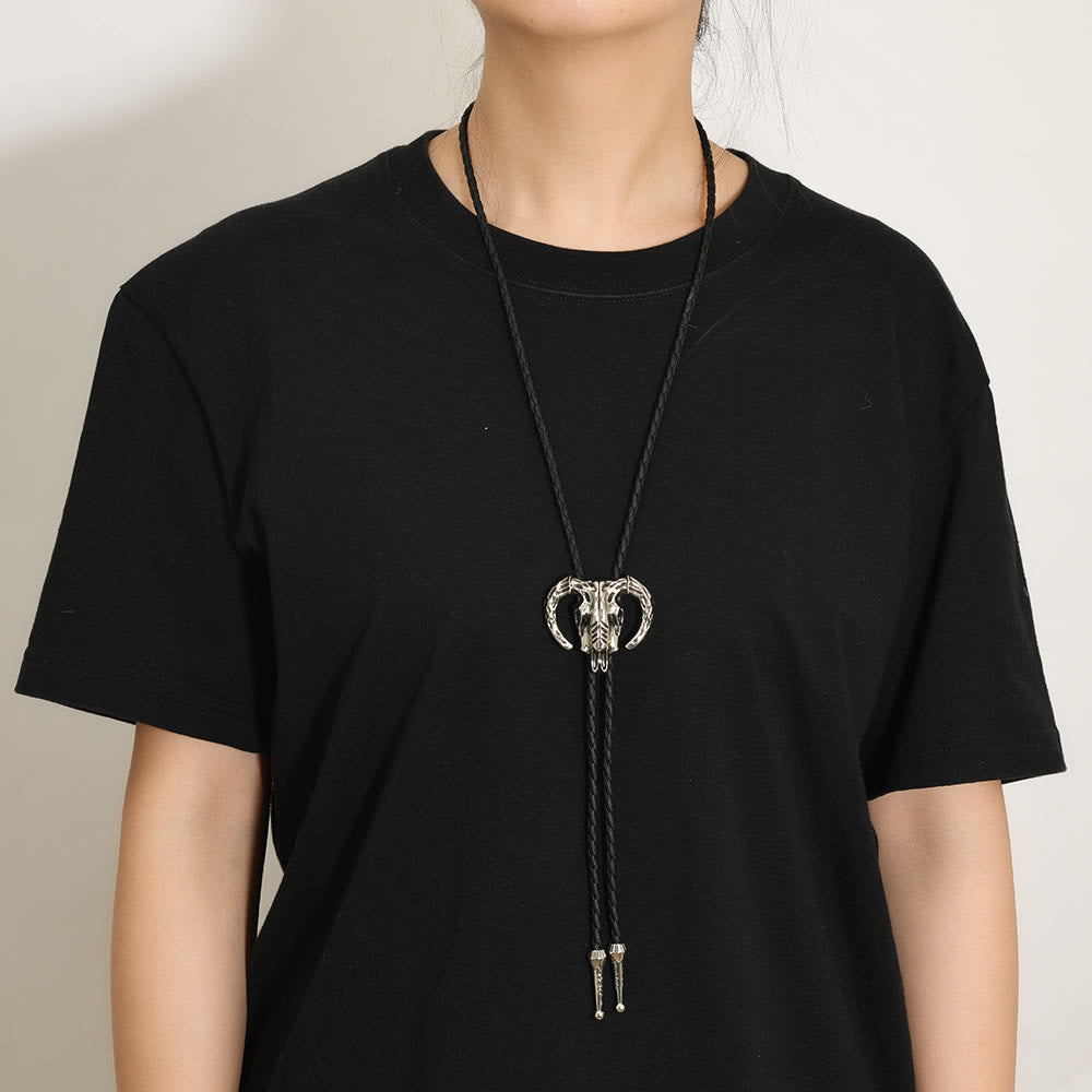 Southwestern Steer Skull Metal Bolo Tie - image 1