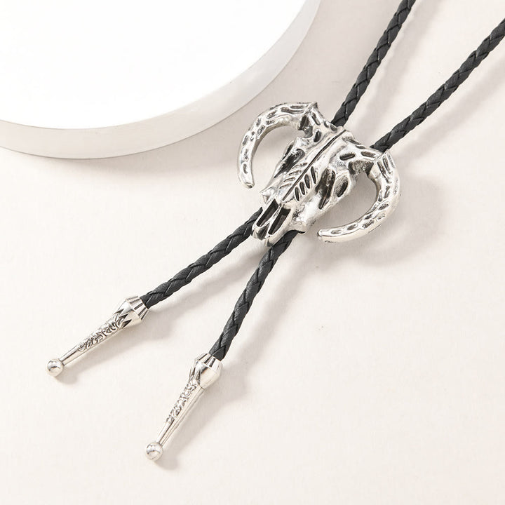 Southwestern Steer Skull Metal Bolo Tie - Silver - image 0