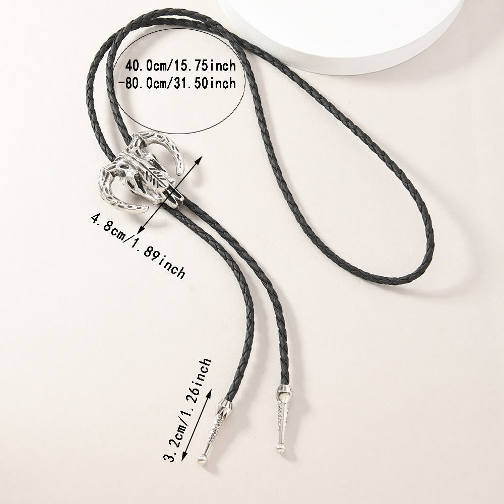 Southwestern Steer Skull Metal Bolo Tie - image 2