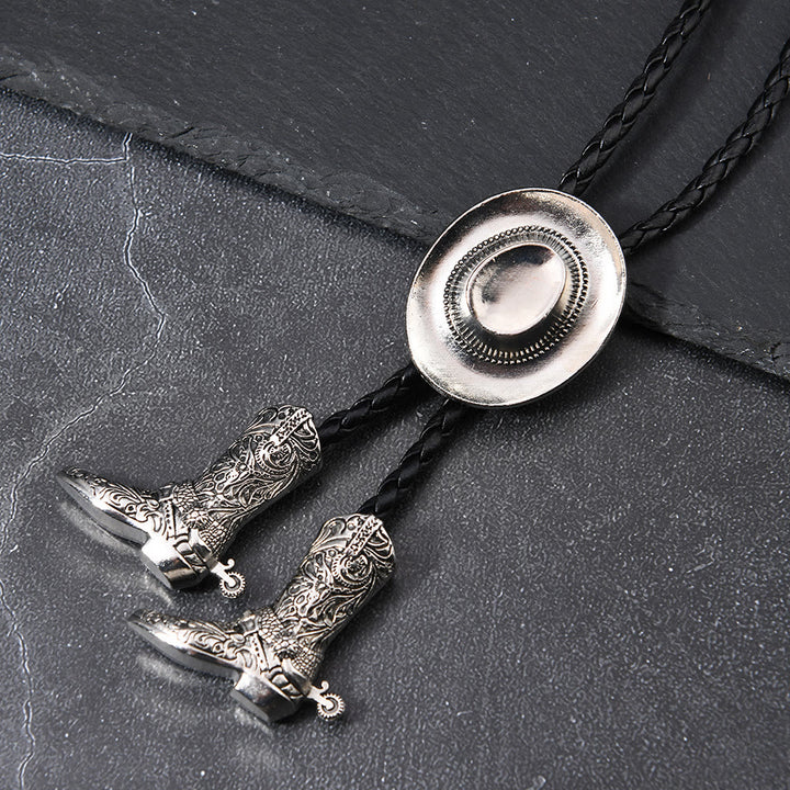 Western Cowboy Hat Medallion Boot Tip Bolo Tie - image 1