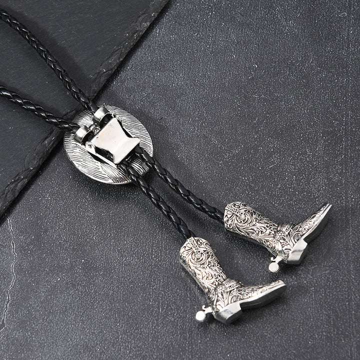 Western Cowboy Hat Medallion Boot Tip Bolo Tie - image 3