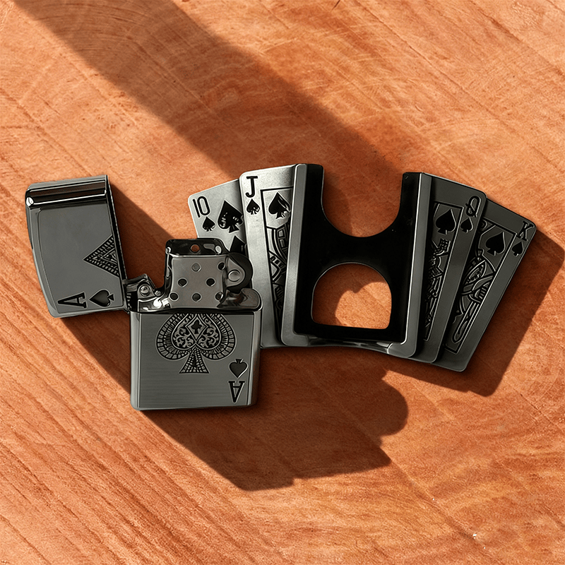 Men's DIY Poker Flush Leather Belt with Hidden Lighter - image 2