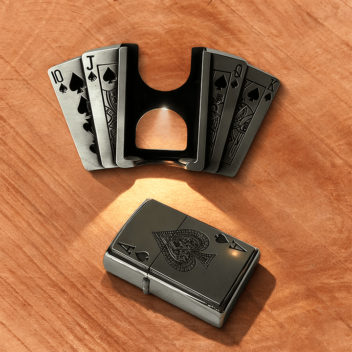 Men's DIY Poker Flush Leather Belt with Hidden Lighter - image 1