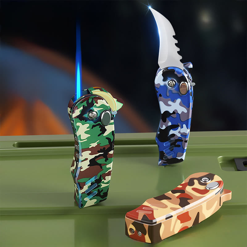 2-in-1 EDC-Tool Folding Knife Alloy Butane Lighter - image 4