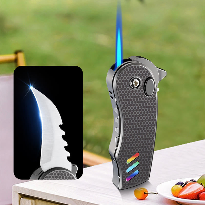 2-in-1 EDC-Tool Folding Knife Alloy Butane Lighter - image 1