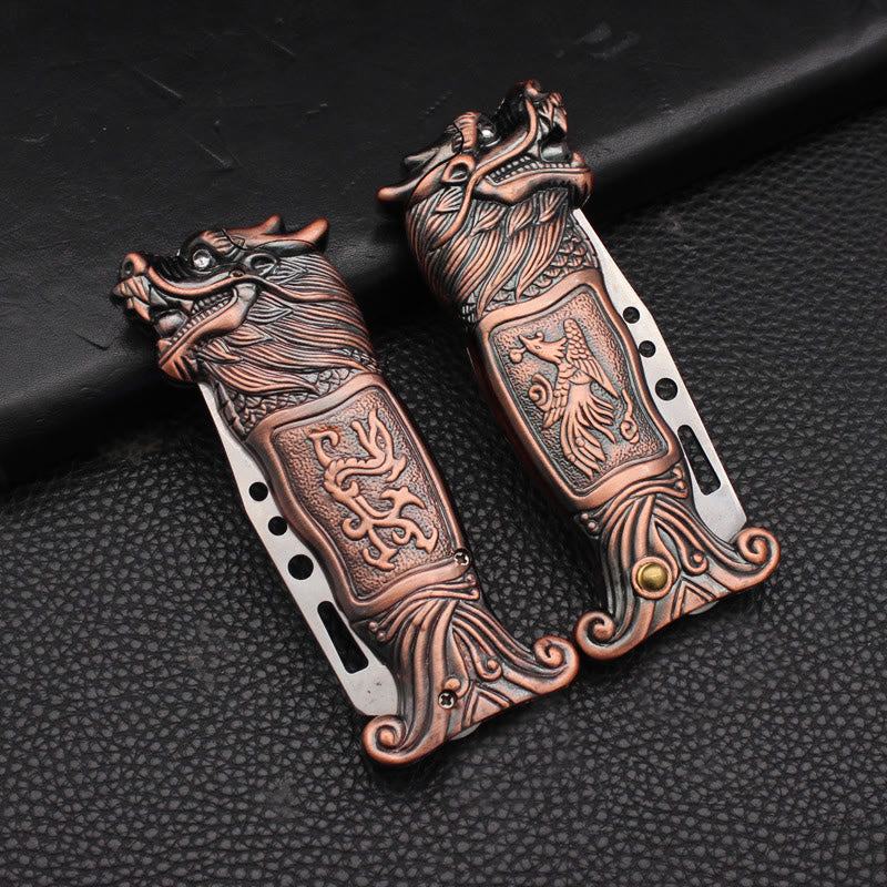 Antique Dragon Head Relief Windproof Butane Lighter - image 3